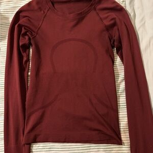 Lululemon Athletica Deep Red Long Sleeve Top